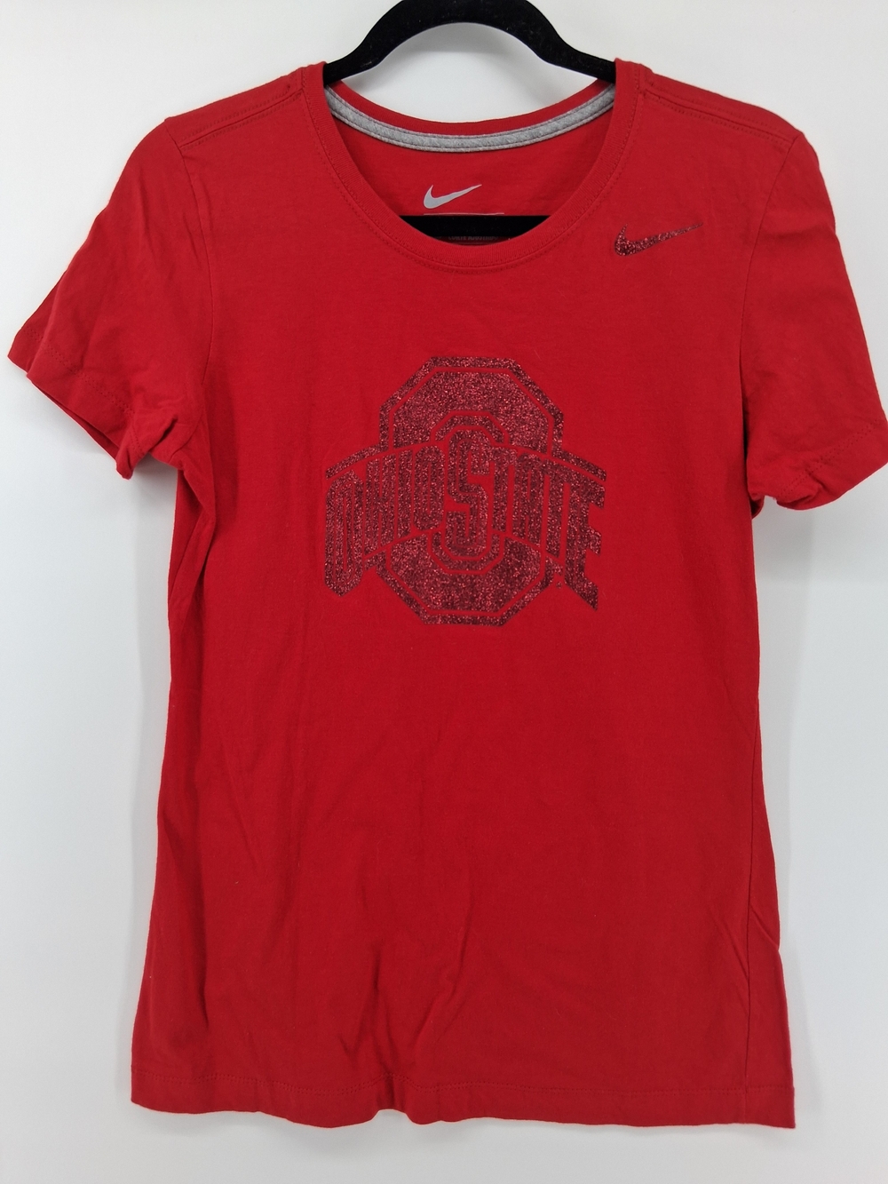 Nike Red Short-Sleeve Tee with Glitter Ohio State Logo